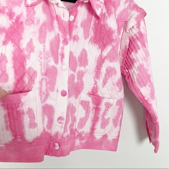 LoveShackFancy Adelade Tie Dye Cotton Quilted Jacket Pink Large Casual - Picture 5 of 8